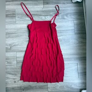 Nadine Italian Red Ruffle Layered Mini Dress Coquette Party Cocktail Dress S